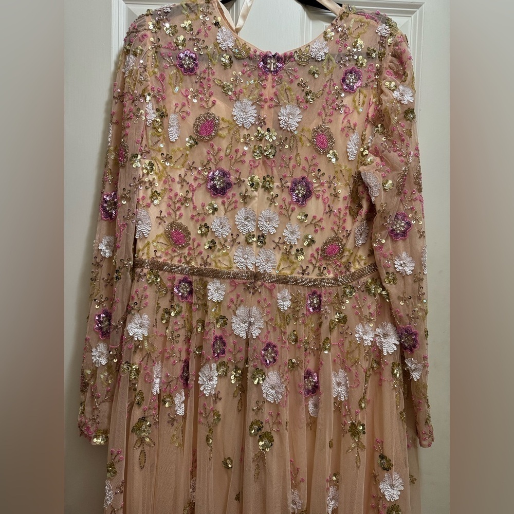 NWT - Mac Duggal - Pink Floral Sequin Dress - Size 14 - Picture 9 of 10
